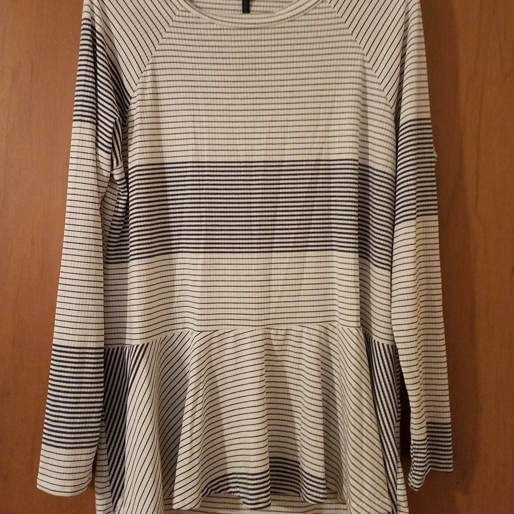 Quaintly striped peplum top